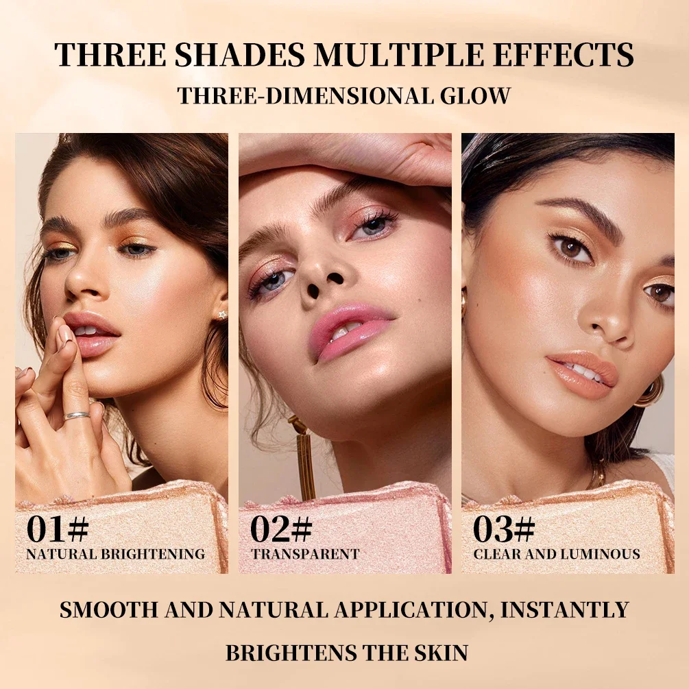 Qibest 3 cores iluminar barra de iluminador cosméticos rosto contorno bronzer shimmer iluminador vara rosto maquiagem corpo iluminador