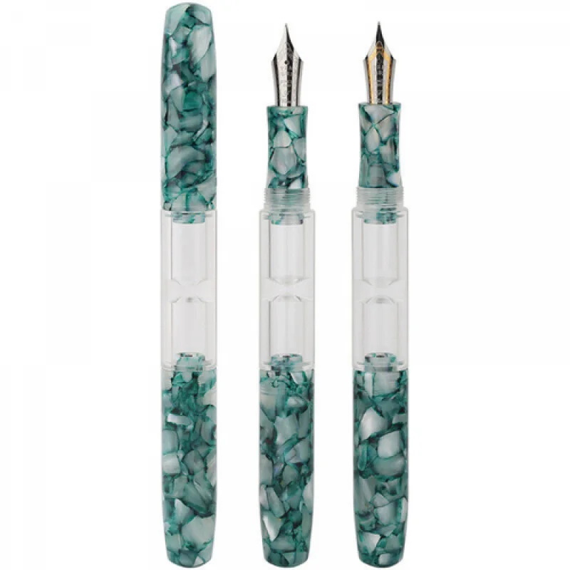 A+ Penbbs 469 Double Nibs Medium+FineAcrylic Fountain Pen Dropper Writing Gift # OP.
