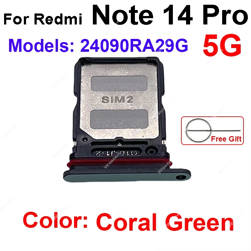 Sim Card Tray Adapter For Xiaomi Redmi Note 14  Note 14 Pro 4G 5G Note 14 Pro+ Plus SIM Card Holder Card Reader Connector Parts  image 2