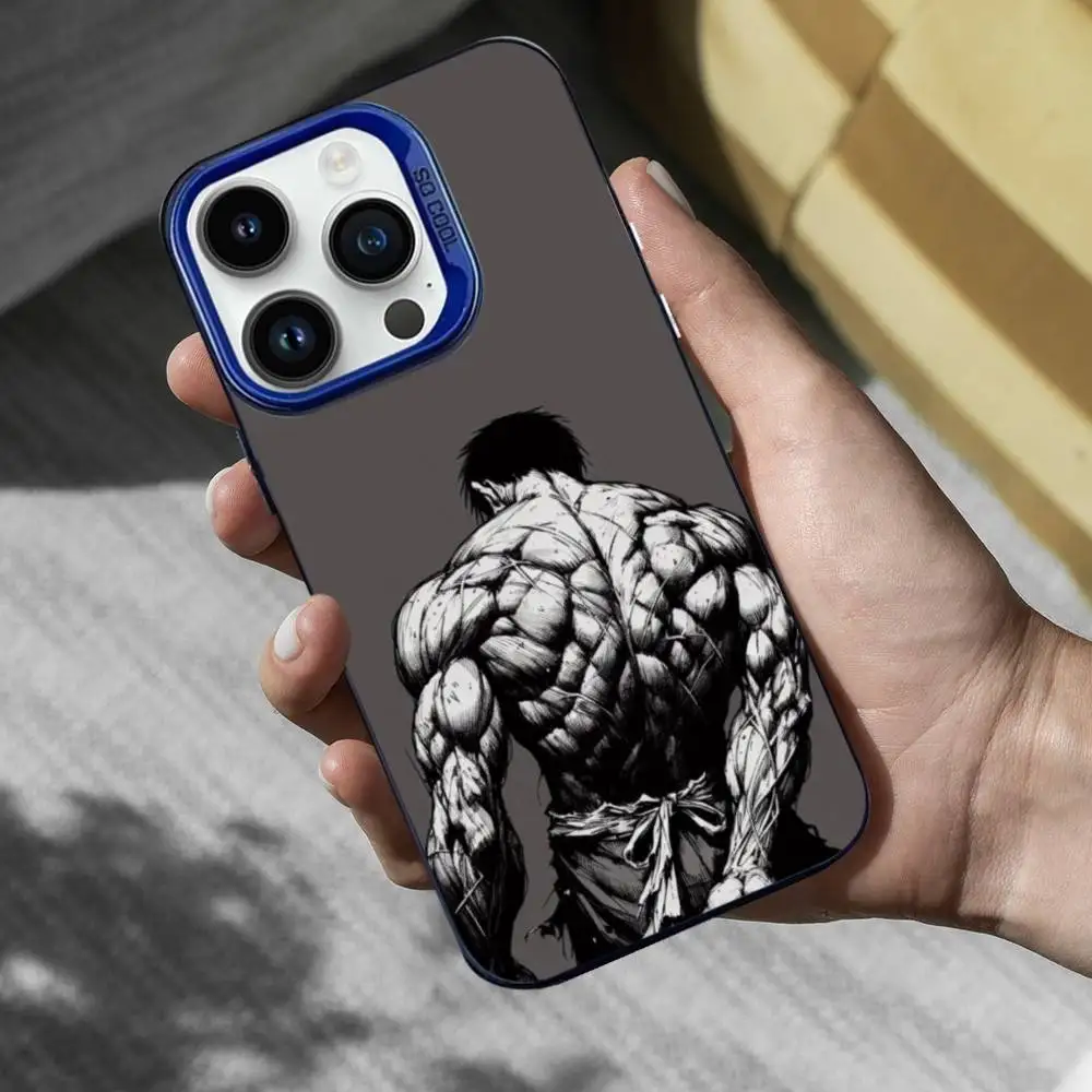 حافظة هاتف فنية للياقة البدنية لكمال الأجسام لهواتف iPhone 16,15,14,13,12,17,11,Mini,Pro,SE,XS,MAX غطاء سيليكون أزرق غير لامع