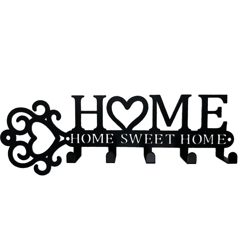 5 Hooks Home Sweet Home Metal Keys Hooks Wall Hanger Coat Hooks Towels Racks Home Decor for LivingHome Office Wall Art DIYhritis