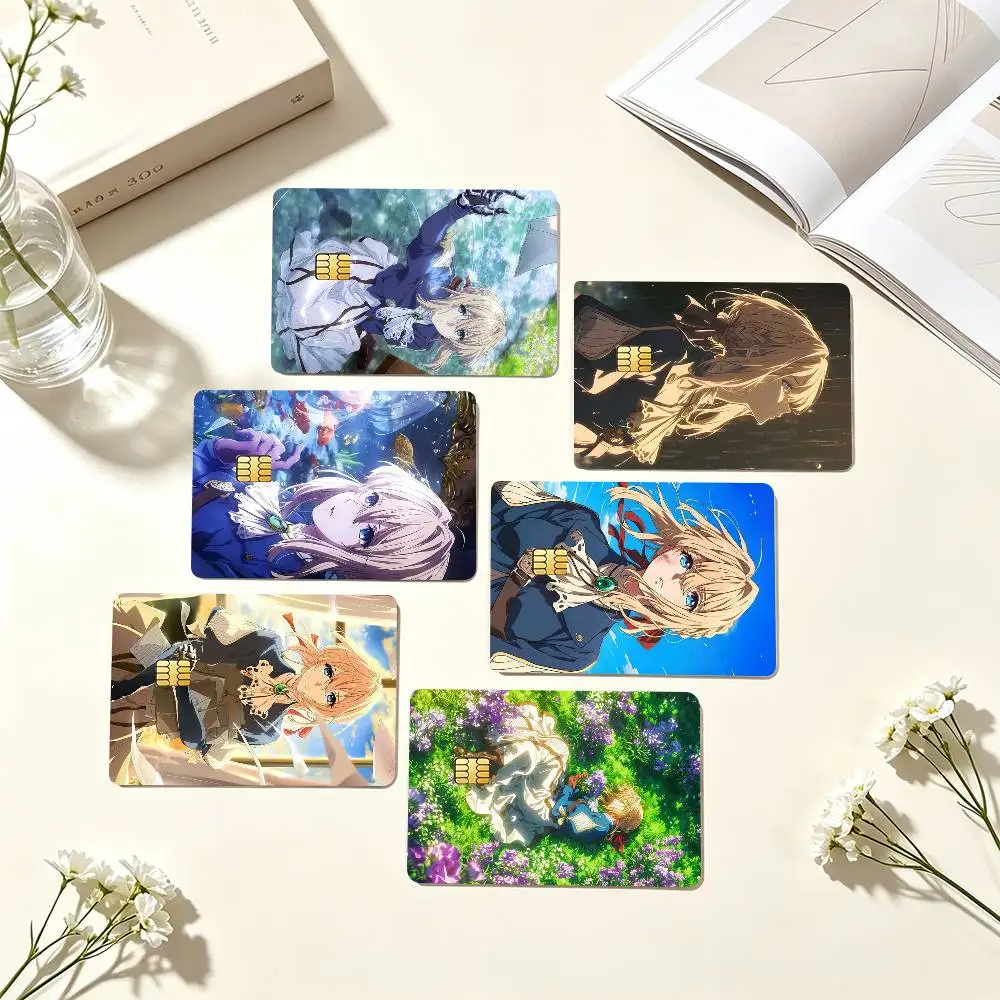 V-Violet Evergarden Anime  Credit Card HD Stickers Small Chip Waterproof Sticker Game Card Decal Gift