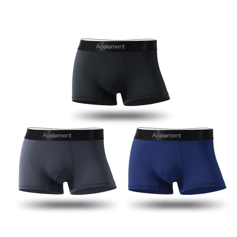 3er-Pack Herren-Boxershorts Großhandel Sommer Eisseide Mesh Atmungsaktive Boxershorts Trendige Herrenunterwäsche