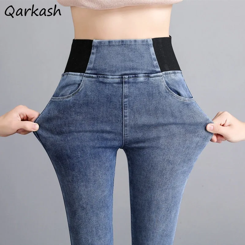 

Velvet Thick Denim Jeans Women Elastic High Waist New Ulzzang All-match Skinny Pencil Simple Causal Autumn Winter Female Mujer