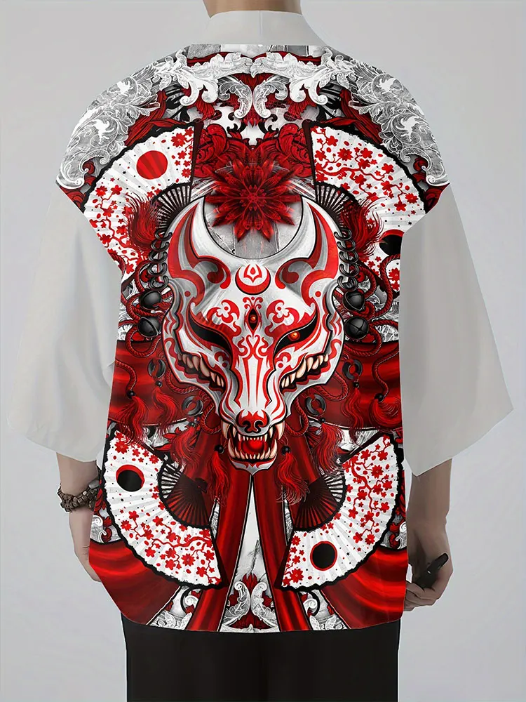 Japanese Traditional Kimono Daily Casual Men's Printed Animal Pattern Kimono Outdoor Holiday Leisure Cardigan Men's Clothing