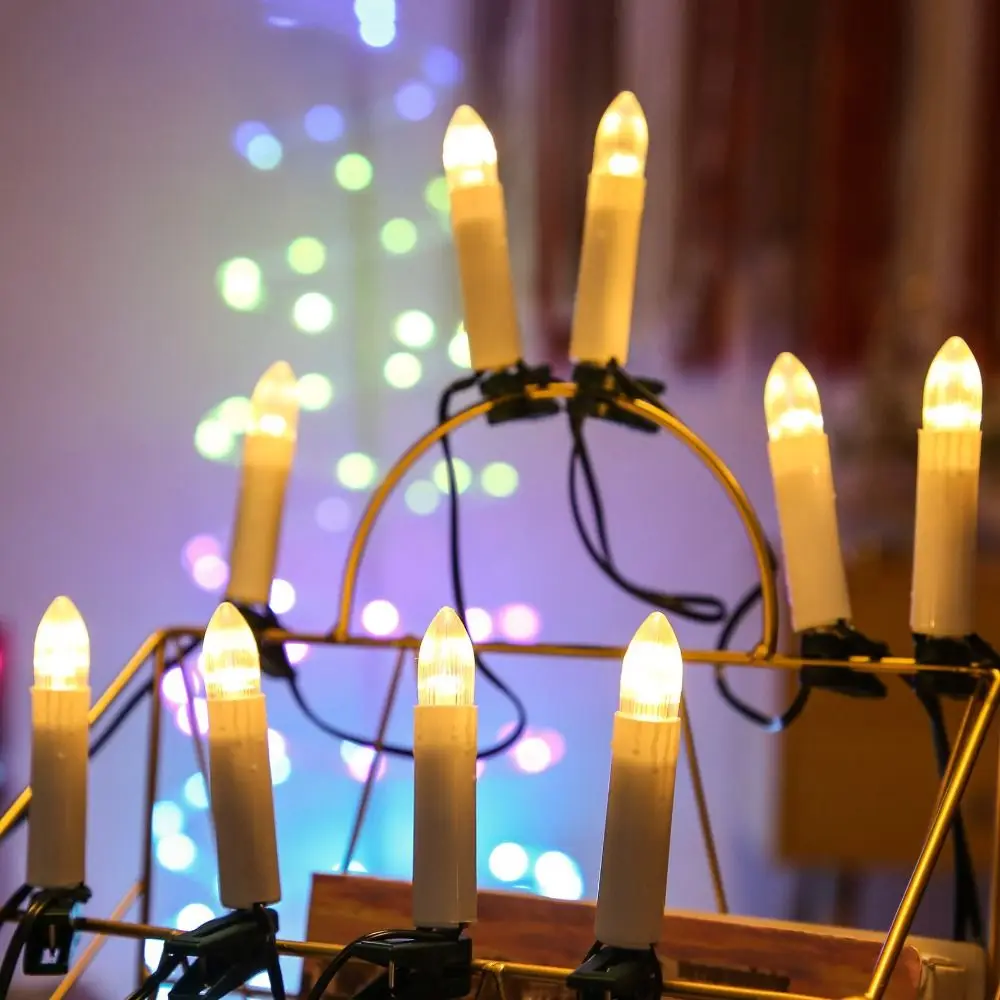 20PCS Flameless LED Candle String Clip-on USB Powered Christmas Tree Decorative Light Warm Light Reusable