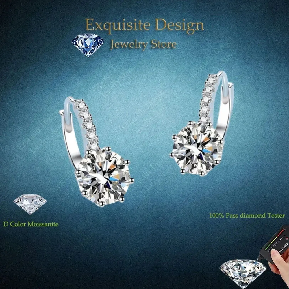 

Изысканные серьги-кольца для девочек на День святого Валентина, свадьба, 2 карата, серьги-кольца с муассанитом и бриллиантами PT950, платиновый женский подарок на день рождения