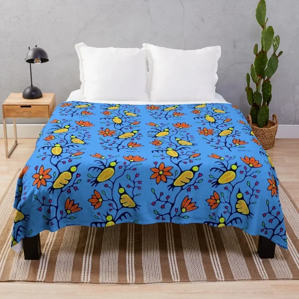 

Orange flowers Throw Blanket Luxury Designer bed plaid Multi-Purpose Sleeping Bag Blankets
