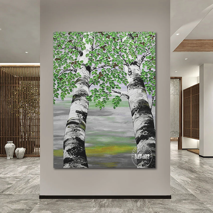 

Нож Абстрактные картины маслом, безрамное современное искусство, украшение для ресторана, пейзаж дерева, ручной рисунок, холст, стена