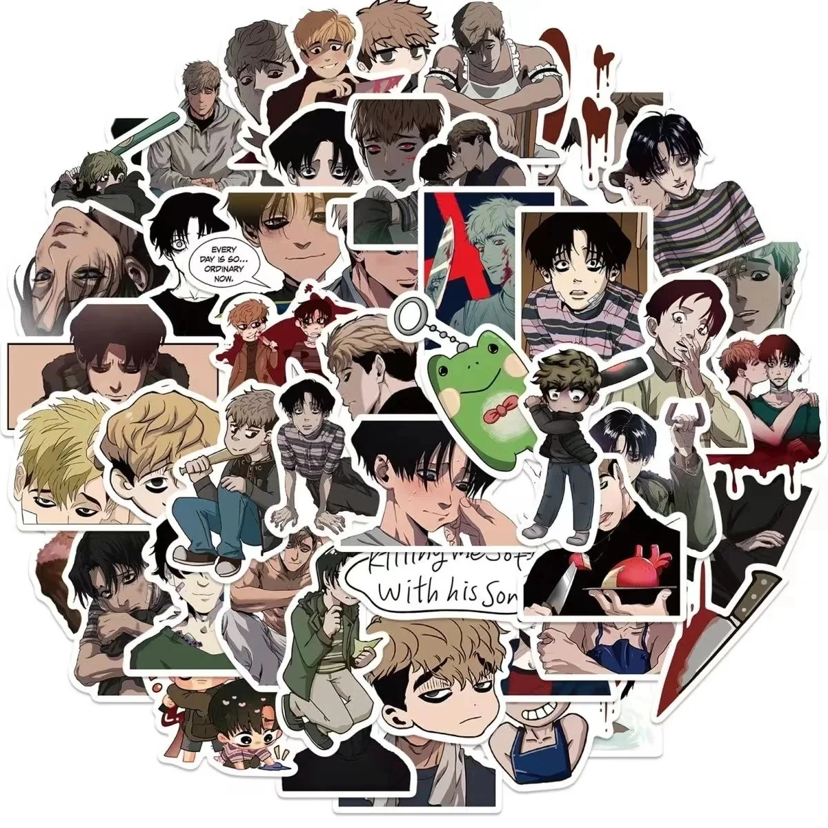 Korean Comic Killing Stalking Sticker Oh Sangwoo, Yoon Bum Manga Figure Waterproof Laptop Skateboard Decorative Stickers 50Pcs