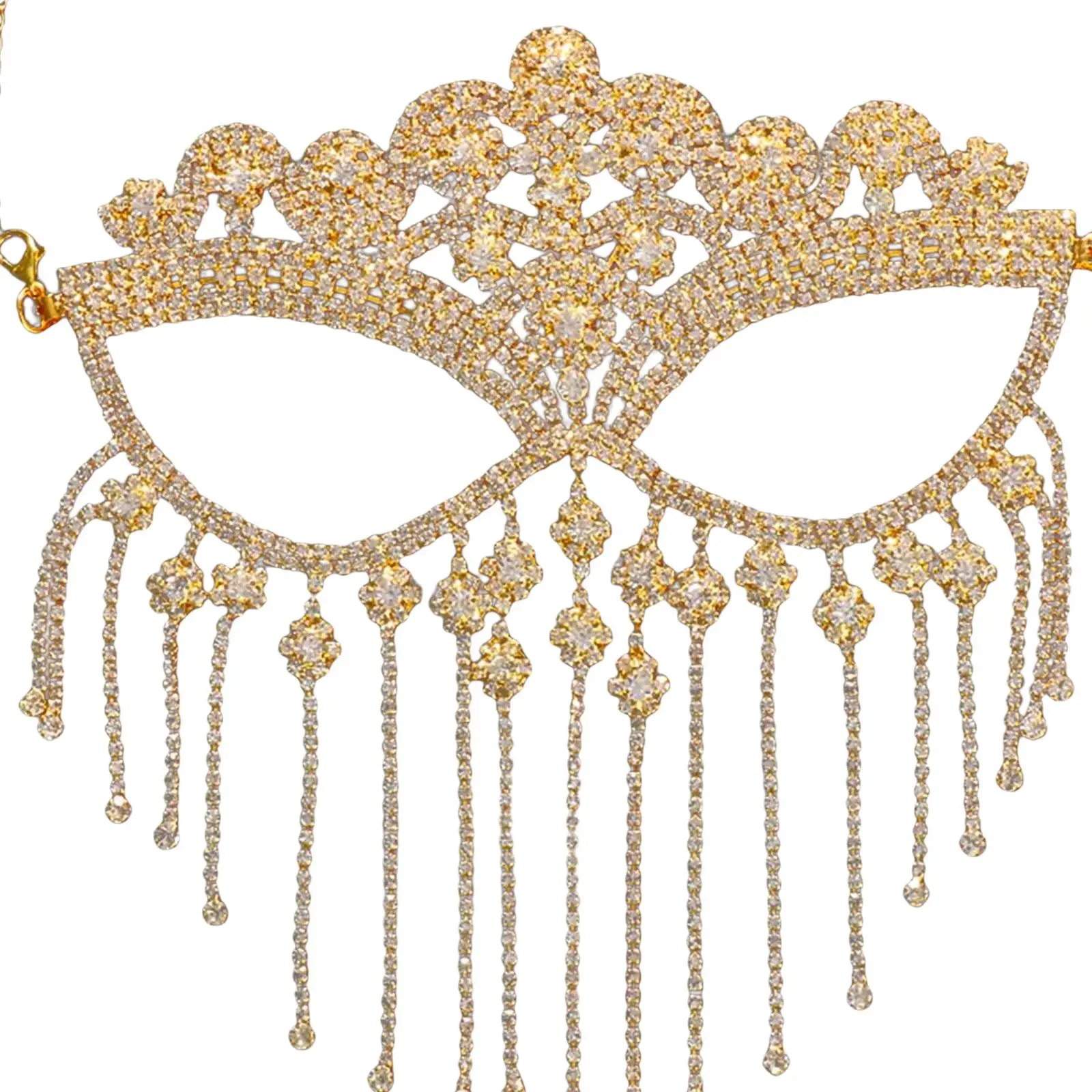 Sparkling Rhinestone Veil Face Chain Mask for Carnival Ball Costume Party Dance Show Women Accessory