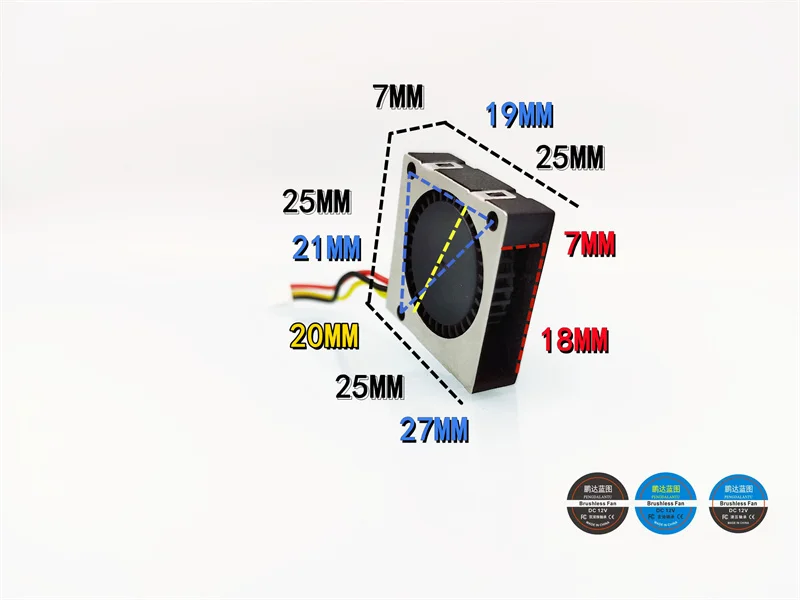 25*25*7mm New Silent 2507 Turboblower 2.5CM Speed Measuring Hydraulic Bearing 5V 3D Printer Cooling Fan