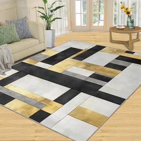 Large Area Rug Modern Abstract Stained Glass Pattern Anti Slip Washable Floor Carpet for Bedroom Bedside Coffee Table Home