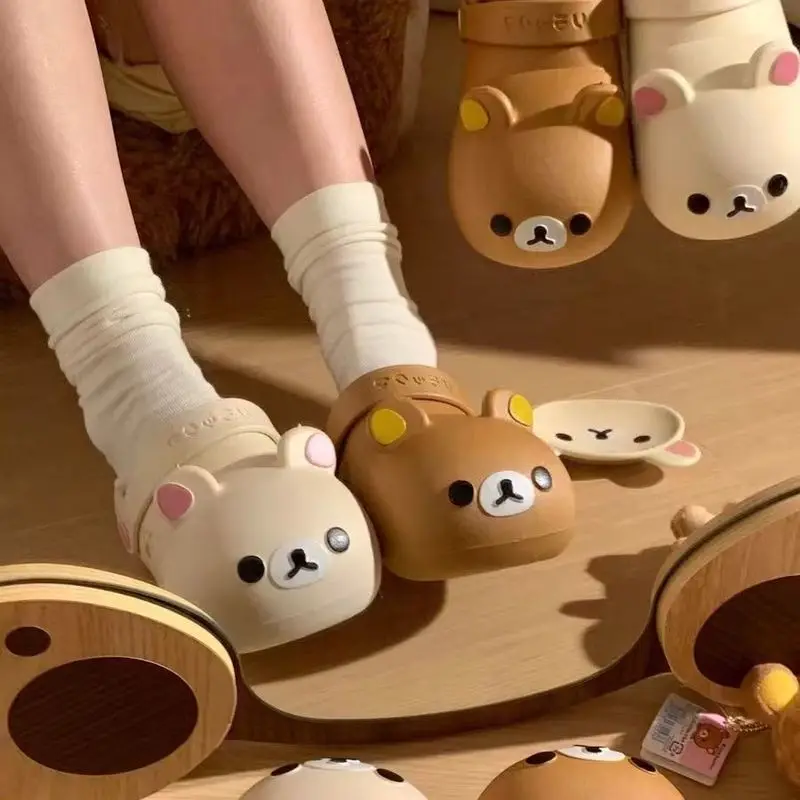 

2025 New Summer Casual Outerwear Anime Accessories Japanese Teddy Bear Series Cute Cartoon Girl Slippers Children's Gift