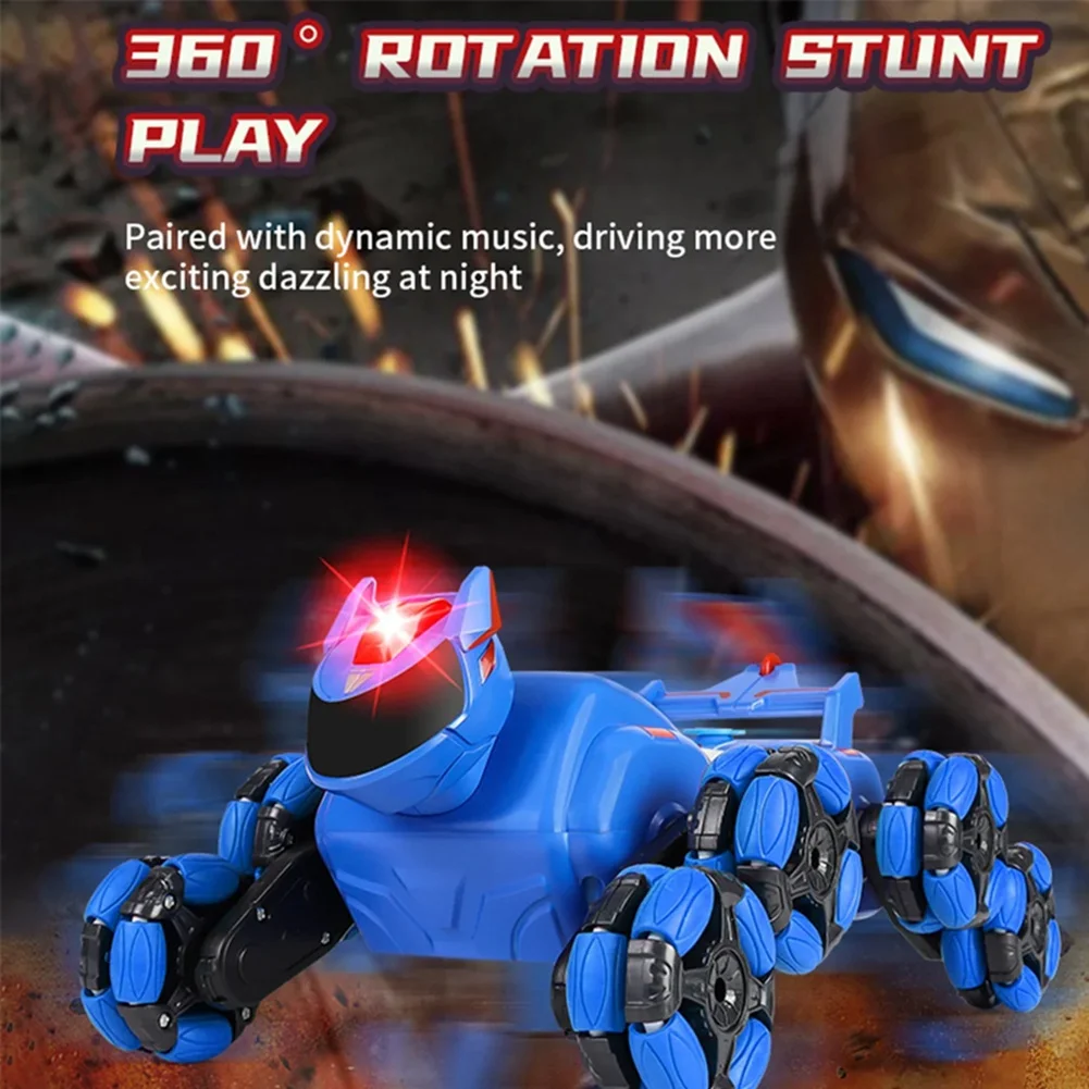 feelfeel RC Stunt Car 2.4G Gesture Sensing Spray Vehicle Electric Toy with LED Light Music Birthday Gifts for Boys Girl Blue