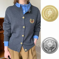 5 Pcs Vintage British Wheat Shield Emblem Design Metal Buttons Coat Suit Uniform Jacket Decoration Hand Sewn Buttons