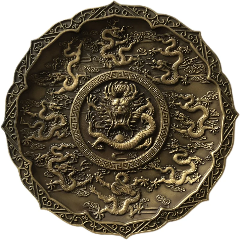 

Antiques, Kowloon Plate, Fruit Plate, Large Plate, Home Craft Ornament Bronze