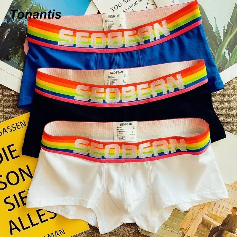 

Мужские трусы-боксеры с радужными буквами, U-образные выпуклые удобные боксеры, мужские эластичные шорты, нижнее белье, мужское нижнее белье, нижнее белье