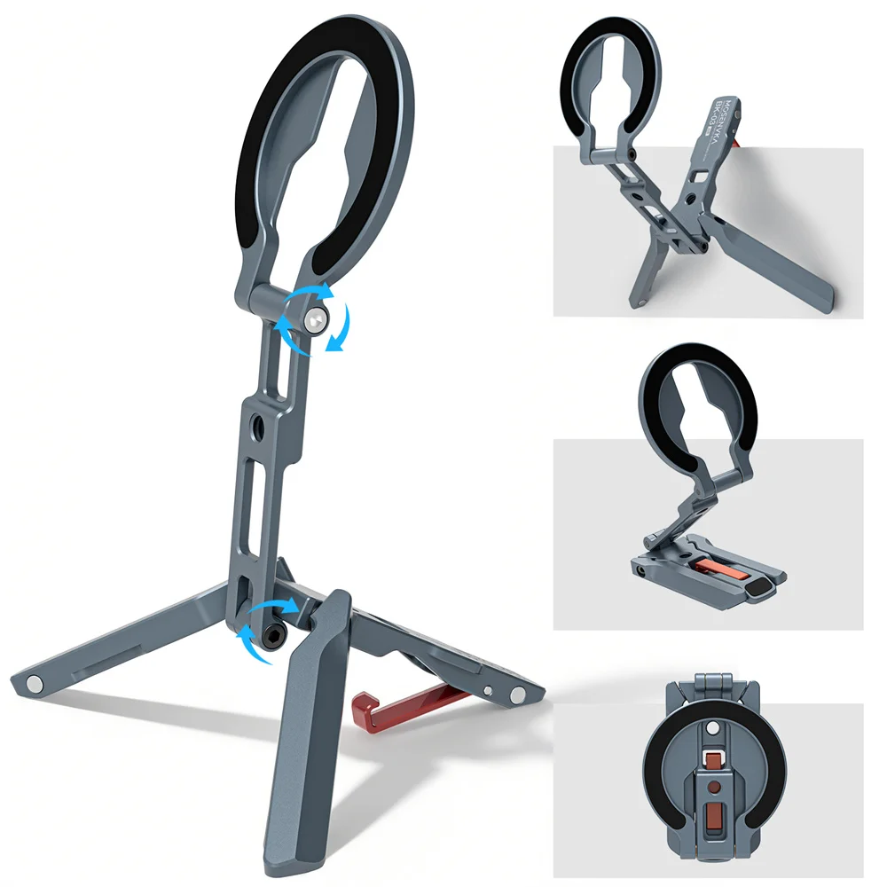 CAMOLO Magnetic Phone Tripod Aluminium Phone Stand With Foldable Hook+Arca-Swiss+1/4''Cold Shoe For iPhone 17 16 Android Magsafe