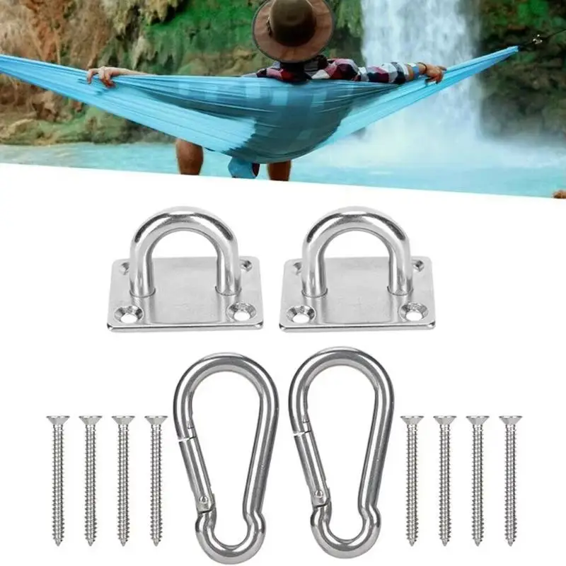 Square Stainless Steel Ceiling Wall Mounted Hooks 2 Pack Heavy Duty Anti-Corrosion for Yoga Swings Hammock Hangers