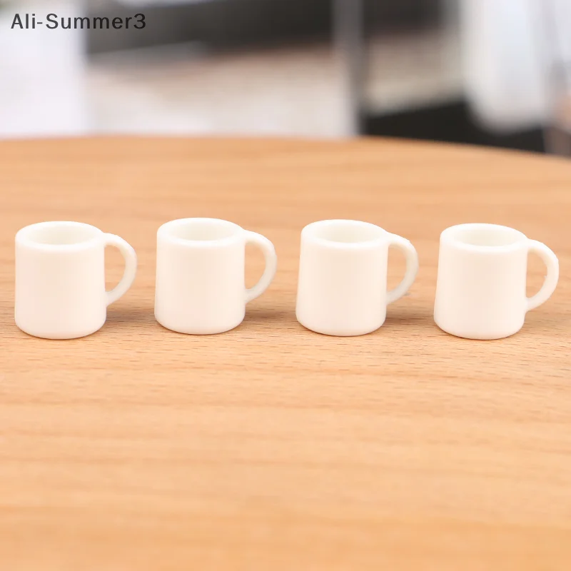 4 stks/set 1:12 Poppenhuis Miniatuur Cup Witte Mok Water/Drank Cup Thee Cup Model Kids Fantasiespel Speelgoed Poppenhuis decor Accessoires