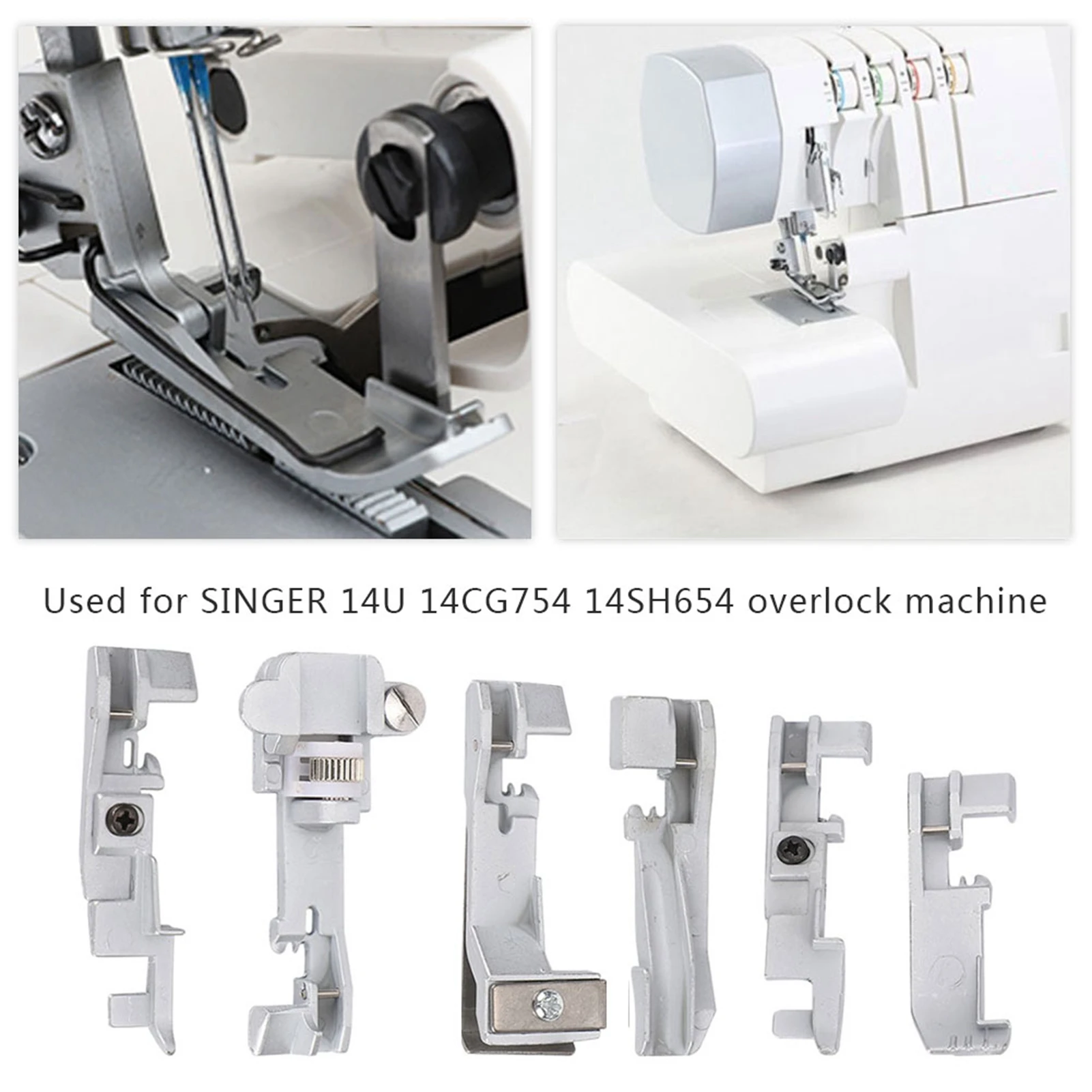 6 قطعة مجموعة قدم الضغط في ماكينة الخياطة للمغني 14U 14CG754 14SH654 المنزلية متعددة الوظائف آلة الاوفرلوك
