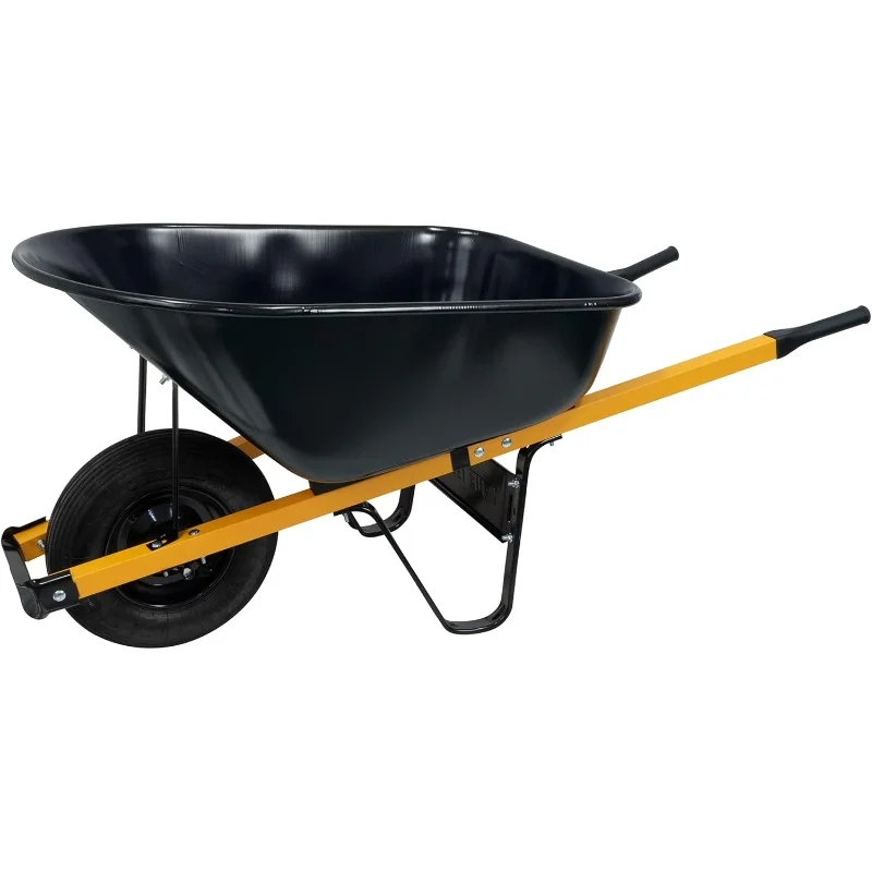 

R6STPTEC 6 Cu. Ft Tray Wheelbarrow with Steel Handles, Black