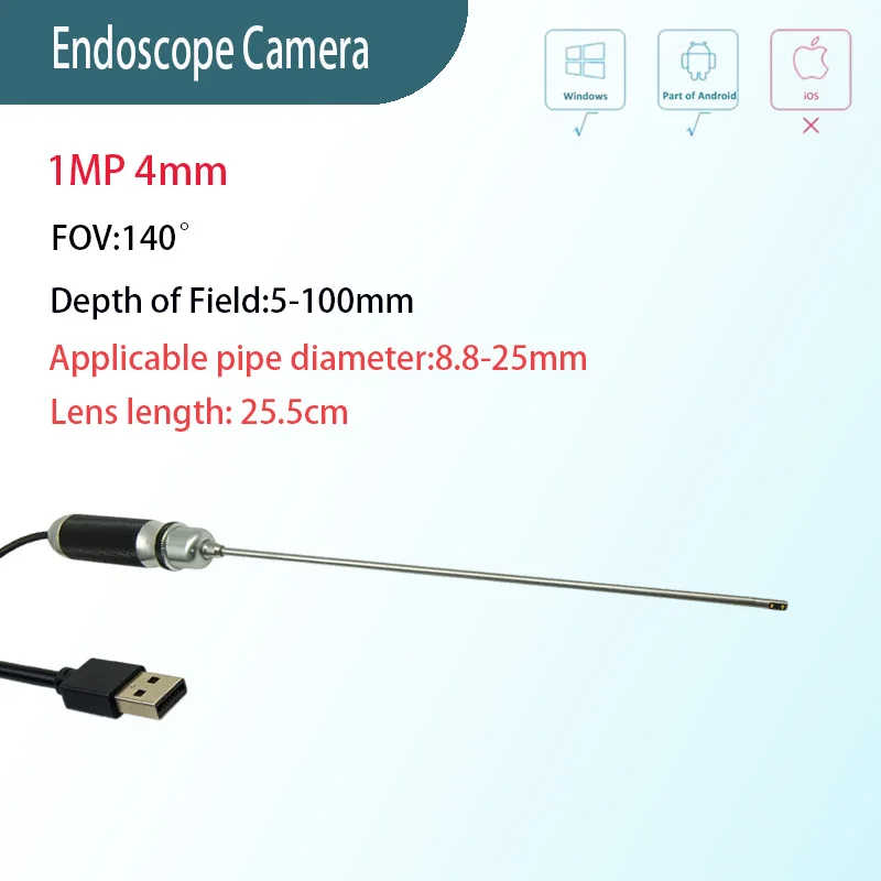 

Боковой вид 4 мм 140 ° широкоугольная промышленная эндоскопическая камера, подходящая для промышленного и автомобильного ремонта.