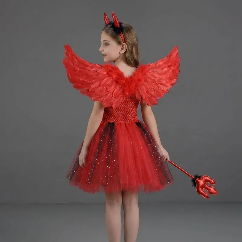 Little Devil Vampire Puff Dress,Halloween Party Cosplay Costume, Role Play Outfit for Holiday Birthday Stage Performance Festive view 4