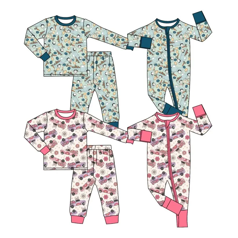 Toddler Easter Bunny Truck Pajama Set Cartoon Pattern Children PJs With Baby Sleepsuit