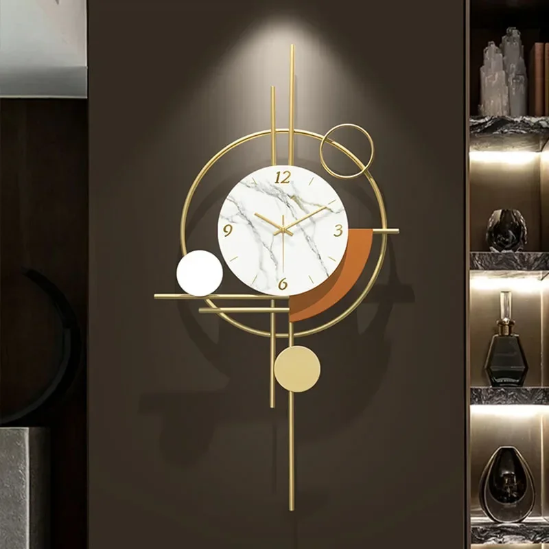 

Luxury Modern Wall Clock No Drill Installation Minimalist Clock Silent Quartz Movement Living Room Bedroom Entryway Decorative