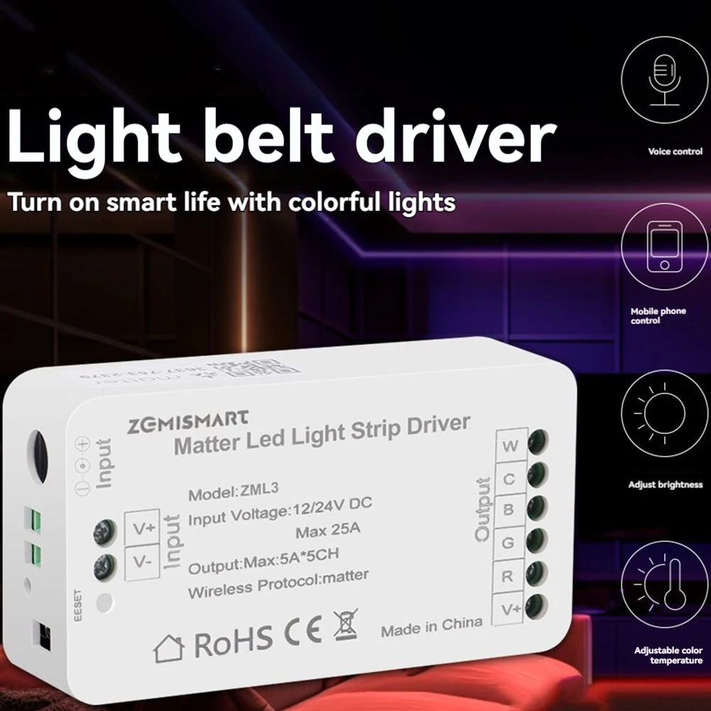 

TFORU-Matter Wifi LED Strip Light Controller Controller LED Strip Bixb/Siri/For Google Home/For Alexa Control Support