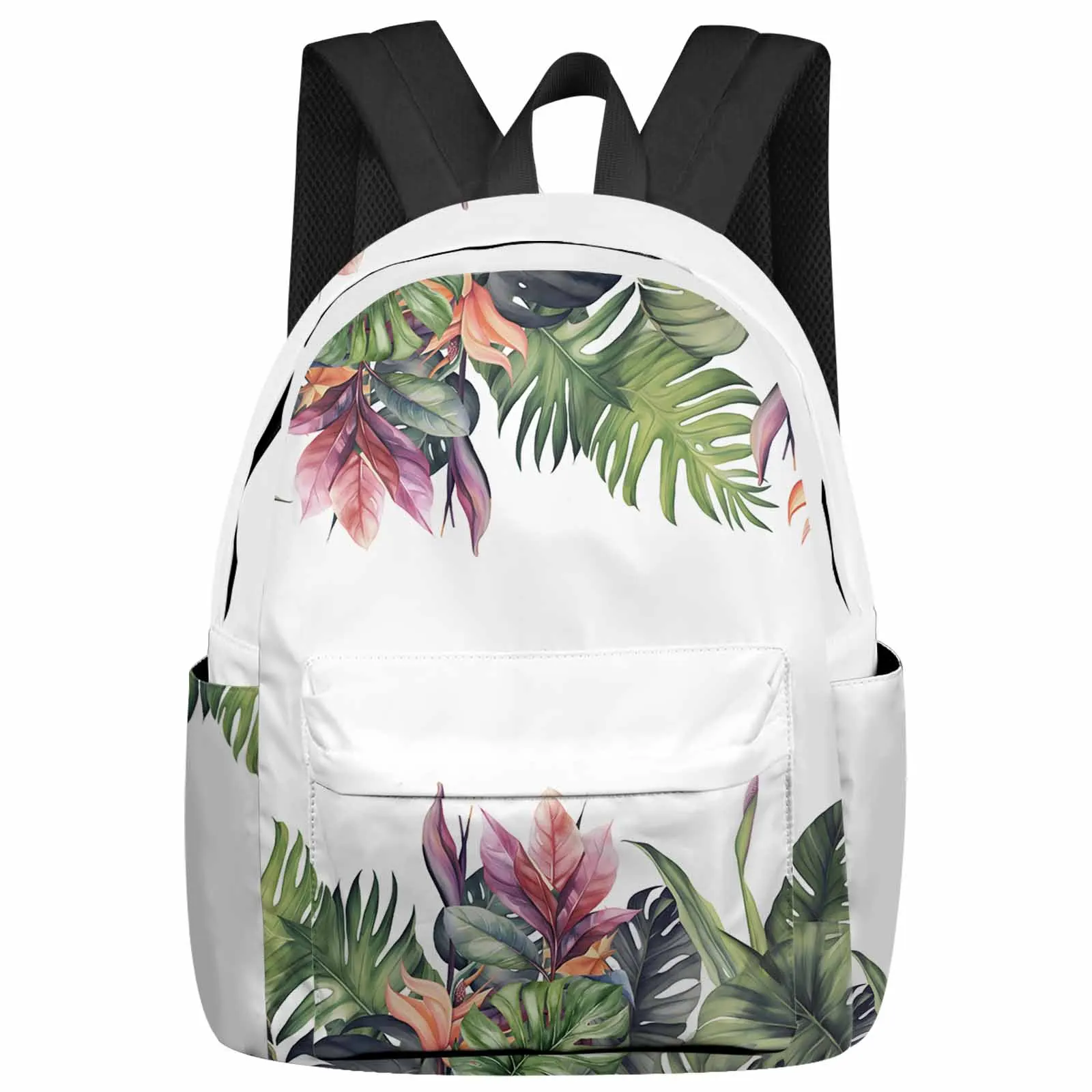 Mochila de verão com design tropical monstera para as mulheres, mochila escolar para estudantes e adolescentes, casual, viagem