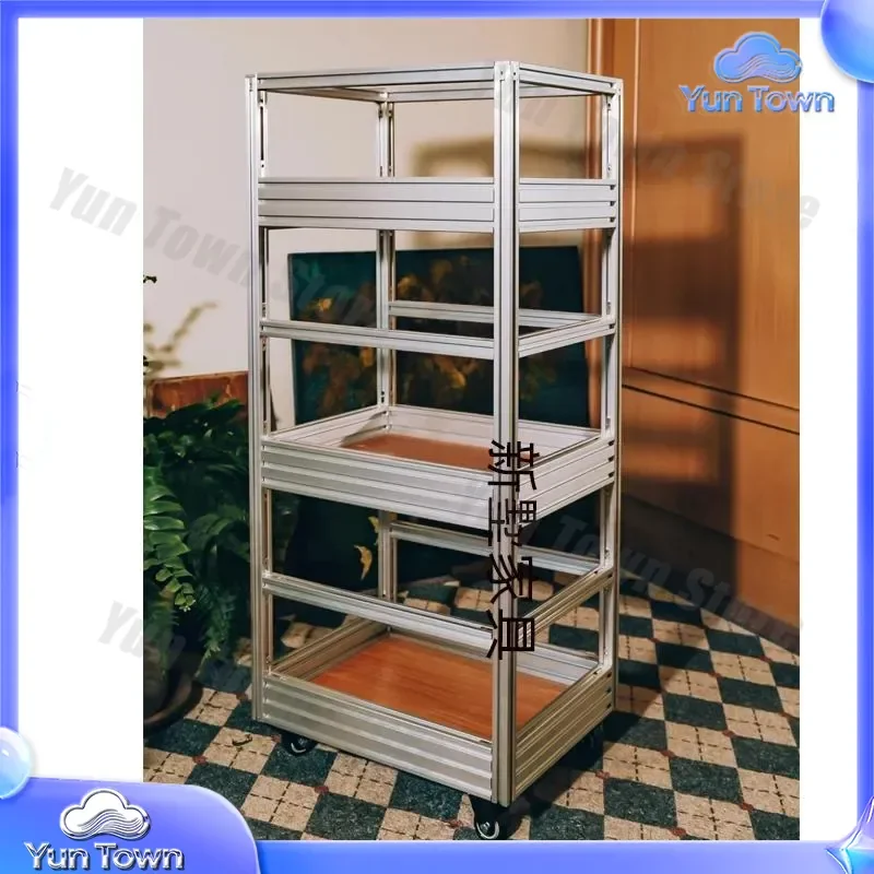 Industrial Wind Birch Ocean Plate Aluminum Profile Trolley for Home Side Table Storage Cabinet for Cafe Designer Furniture
