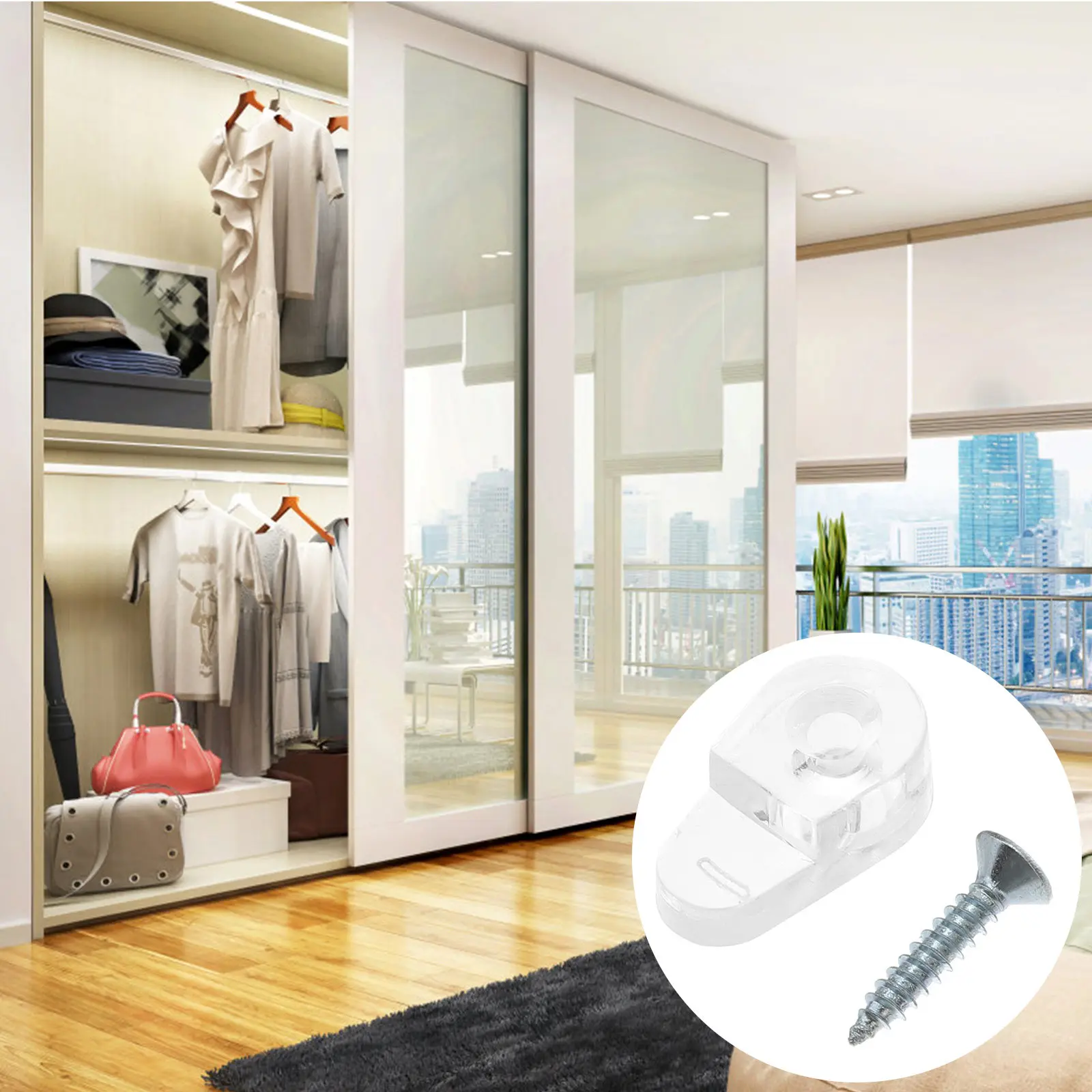 20 Pcs Transparent Replacement Fixing Door Closet Cabinet Retainer Clips for Doors