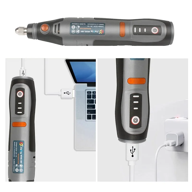 USB 미니 무선 드릴 Dremel 로타리 도구 21000rpm 조각 펜 전기 액세서리 DIY 세트 USB 무선 미니 드릴