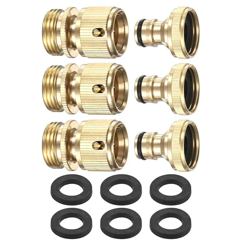 AC23-Solid Brass For Faucet/Pressure Washer/Pump/Sprayer Garden Hose Quick-Connect,3/4 Inch GHT Water Hose Fittings
