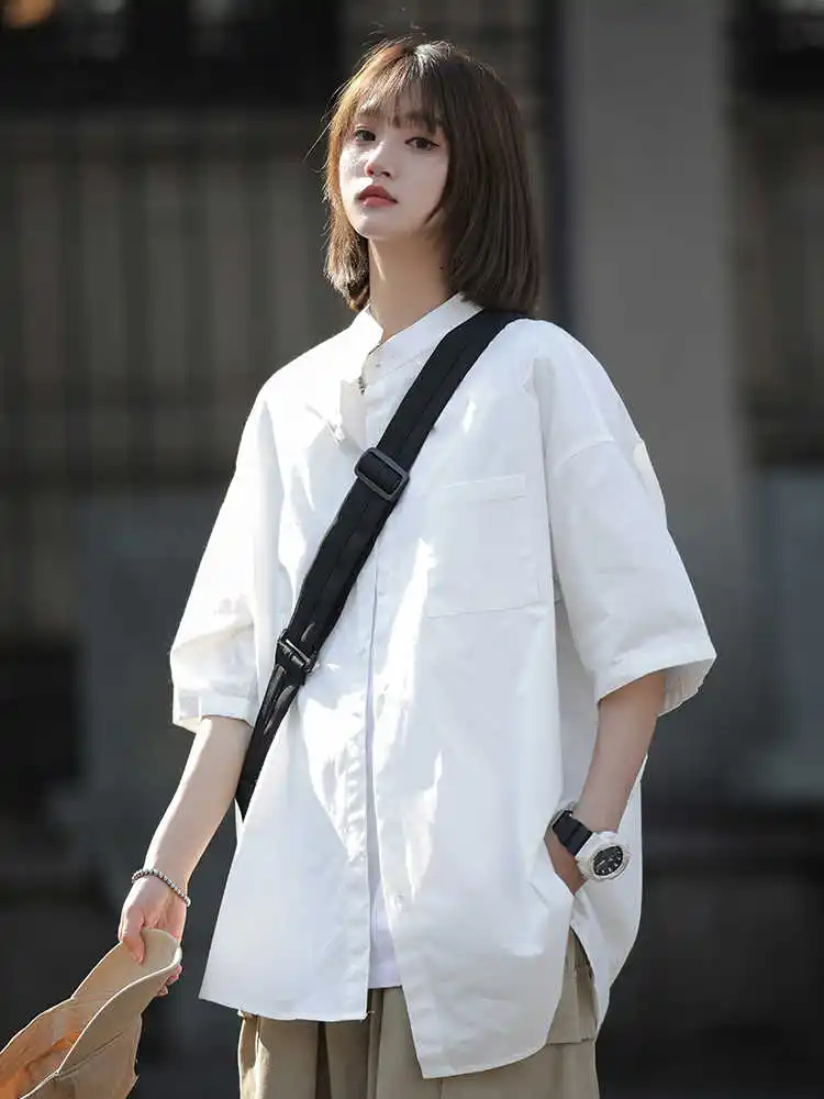 

Loose Casual Short Sleeve Men's Shirt Cityboy Style Summer Wear Neutral Workwear Half Sleeve Shirt Jacket