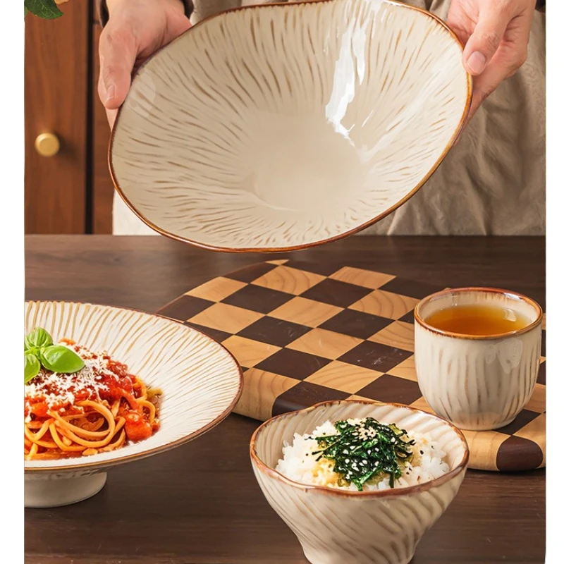 5-inch Kiln-turned Glazed Ceramic Tableware Japanese Retro Home  Kitchen Supplies Suitable for Soup Noodles Salad Fruit,bowls