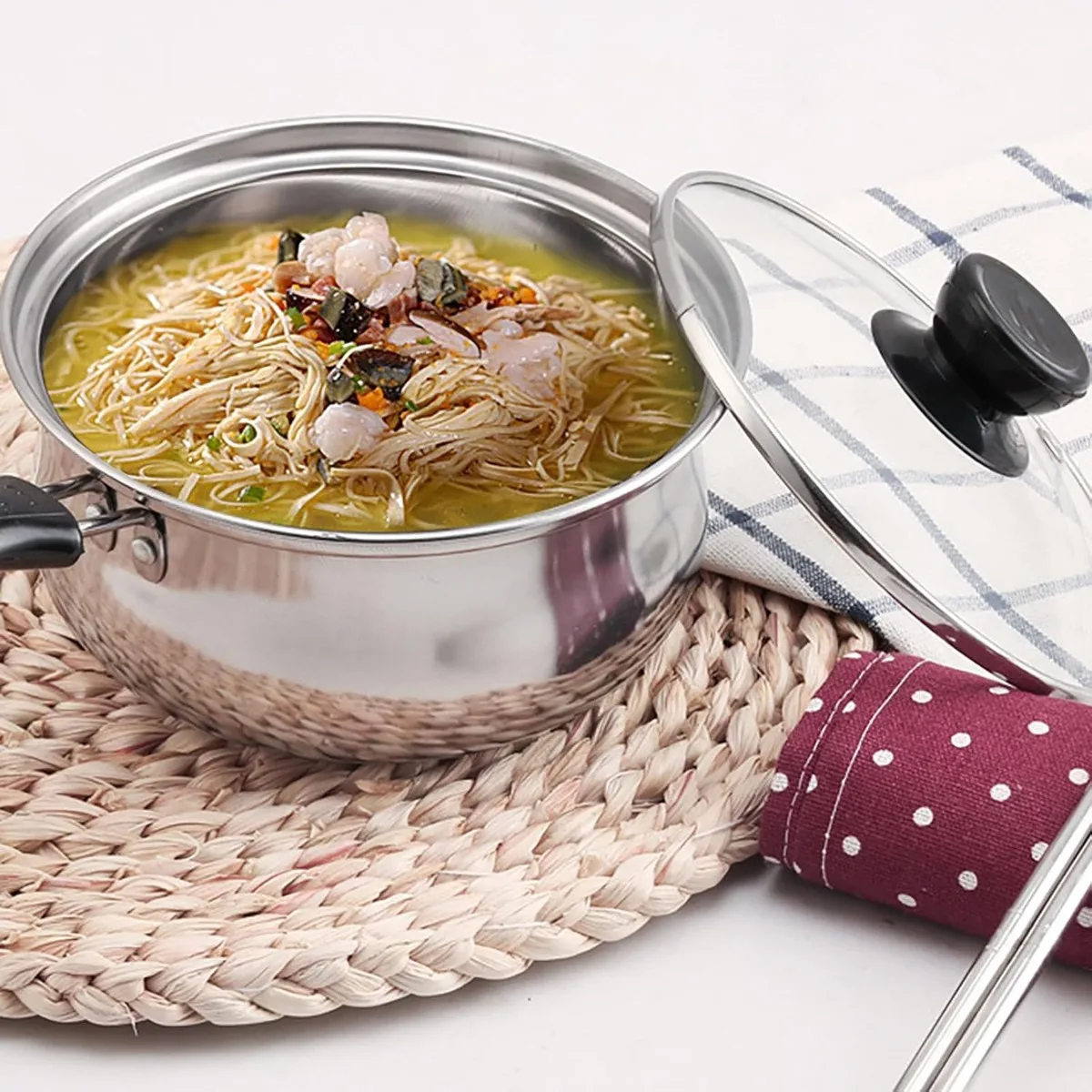 Stainless Steel Baby Food Heating Pot Small Milk Soup Pot Mini Complementary Cooking Pot for Induction Cooker Home Set