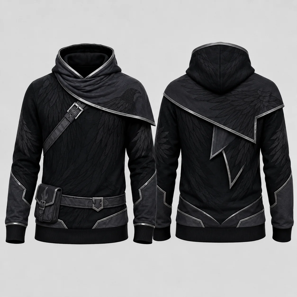 Dark Medieval Assassin Ranger Hoodie Men Black 3D Sublimation Print Flat Graphic Pullover Sweatshirt Fantasy Streetwear