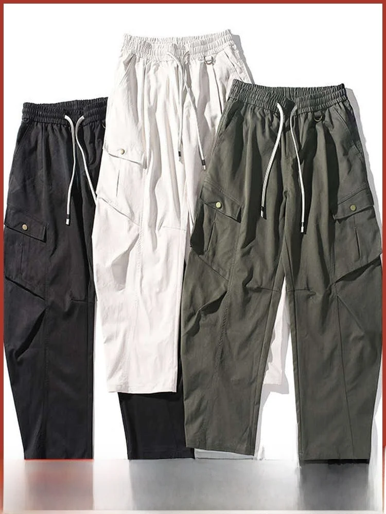 

Американские хлопковые эластичные дышащие свободные широкие брюки прямого кроя, мужские повседневные осенние свободные брюки-ножи, модные