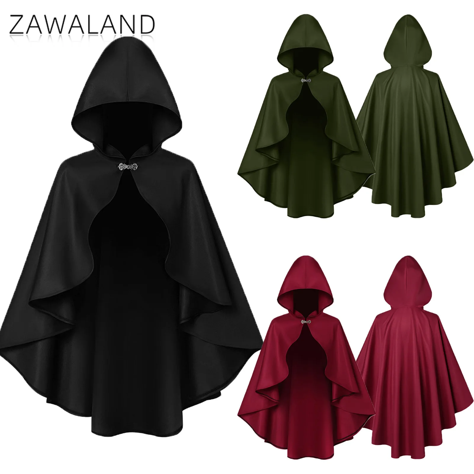 

Medieval Retro Cosplay Cloak Adult Renaissance Hooded Cape Coat Halloween Stage Performance Costume Carnival Holiday Party Shawl