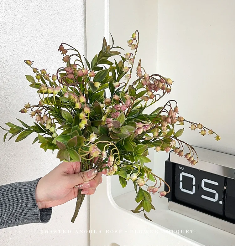 5 Stück Künstliche Blumen 5-Zweige-Maiglöckchen-Bouquet Hochzeitsblumenarrangement Orchidee Party Wohnzimmer Dekoration – Detail 21