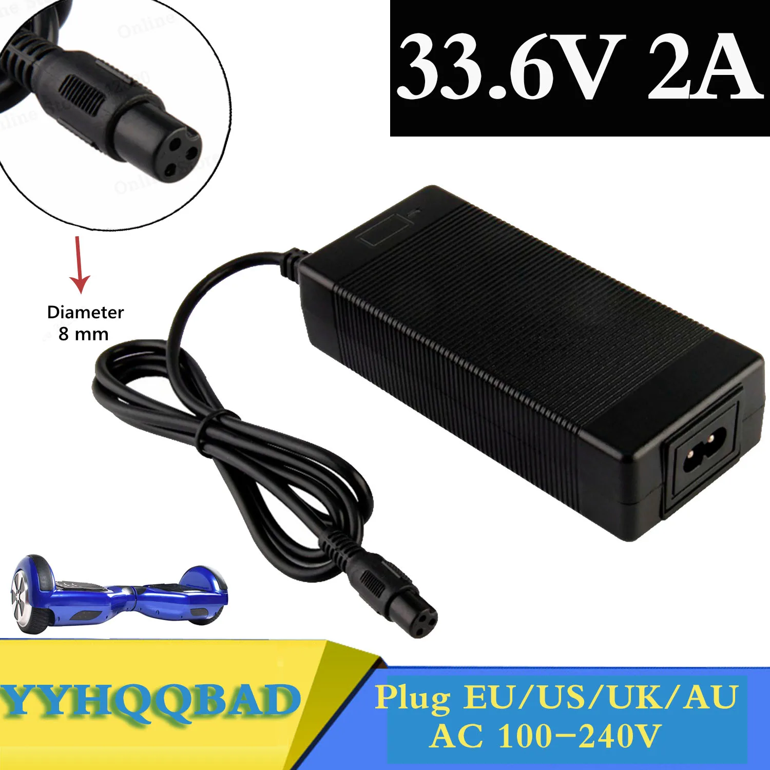 33.6V 2A Charger for 8S 28.8V ebike soooter Smart Li-ion Battery Charger 29.6V Lithium polymer battery Charger GX12 3P Connector