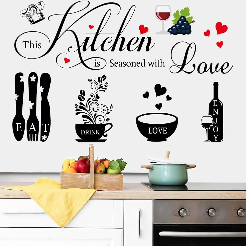 

Наклейки на стену для кухни, декоративные стикеры, наклейка с правилами для столовой, виниловый декор для кухонной утвари, домашний декор, наклейка на стену для офиса