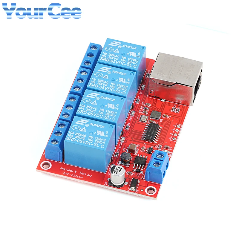 Embedded Web-based 4 Channel Way Multi-functional Network Relay Module Development Board Supports HTTP TCP MQTT Protocols