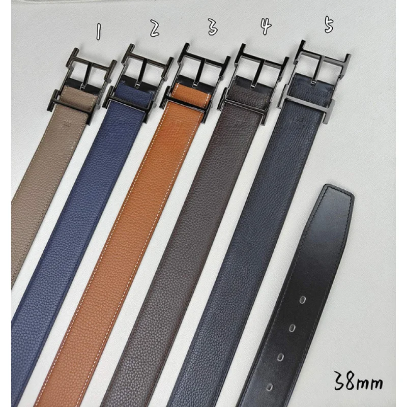 

Мужской двусторонний кожаный ремешок из телячьей кожи с серой пряжкой из нержавеющей стали, кожаный ремень высокого качества 38 мм