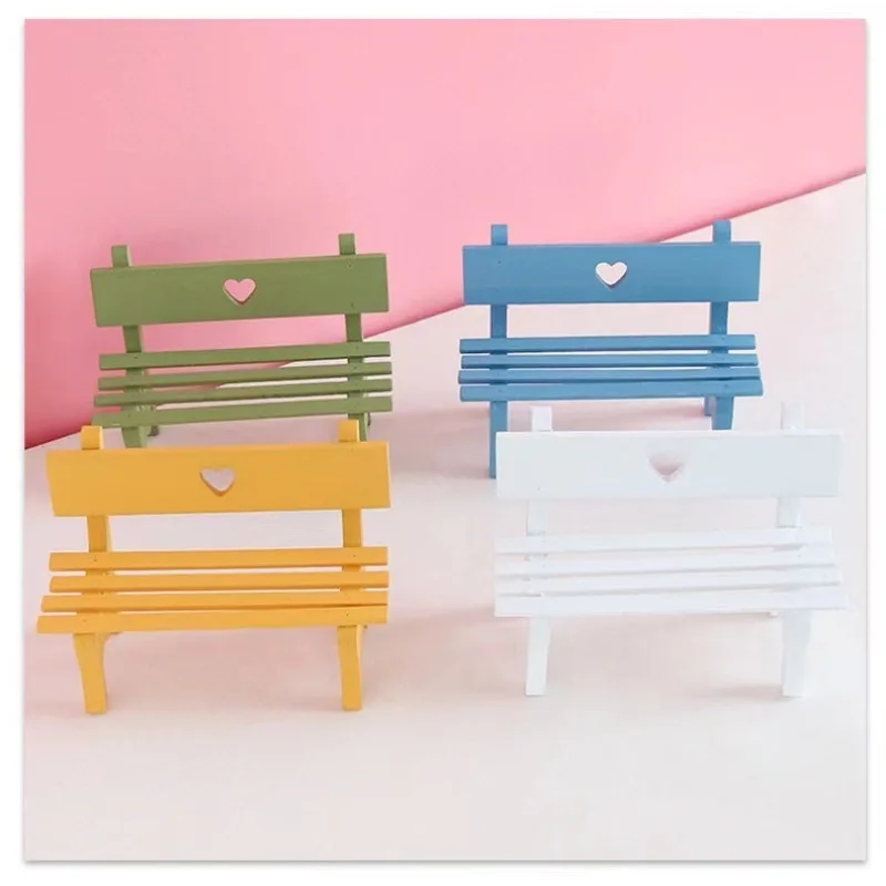 Creative Doll Housefurniture Toys Mini Bench Home Decoration Solid Color Small Bench Shooting Background Props Garden Ornaments