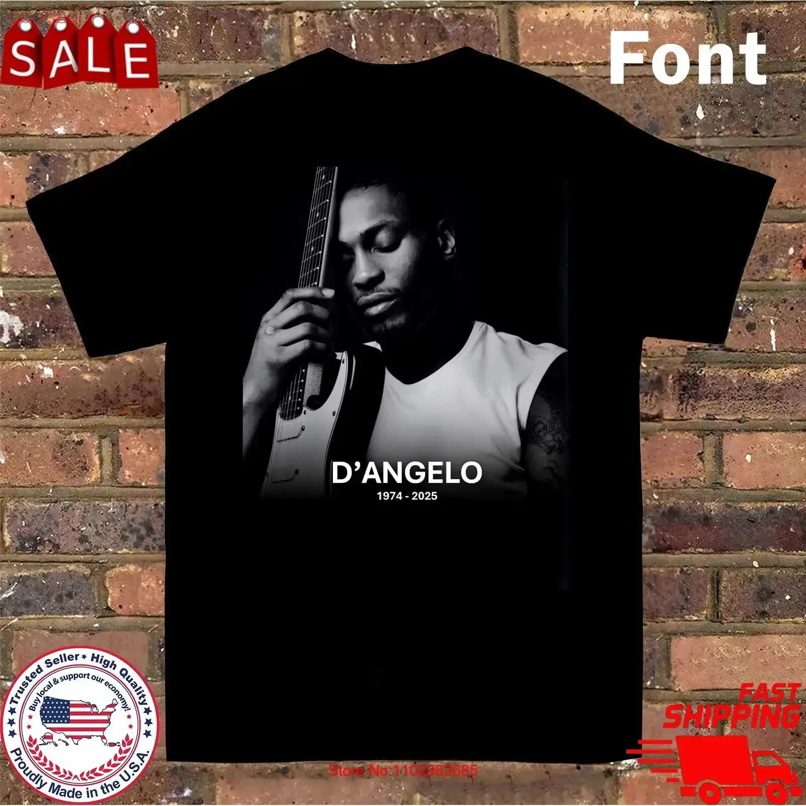 D'Angelo 1974 2025 T-Shirt Schwarz Alle Größen S-5XL Vintage Gewaschen Atmungsaktiv Unisex Dehnbar Vielseitig Leicht